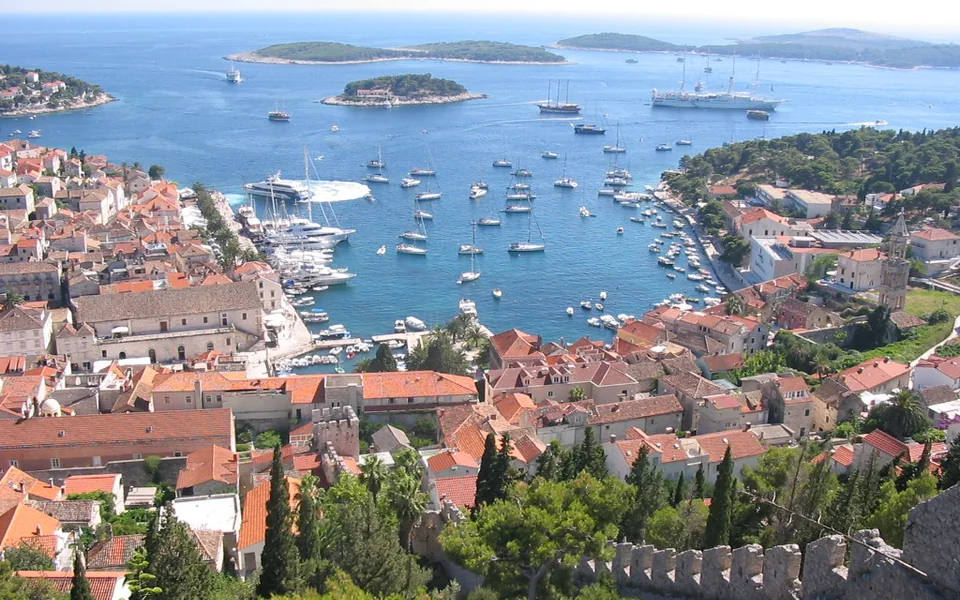 Hvar harbour and the Pakleni Islands, Croatia